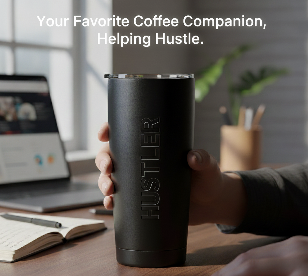 Hustler Vacuum Insulated Tumbler Bottle [400ml] | Stainless Steel Travel Mug | BPA-Free, 100% Leak-Proof | Hot & Cold Coffee Mug for Office, Gym & Travel – Black