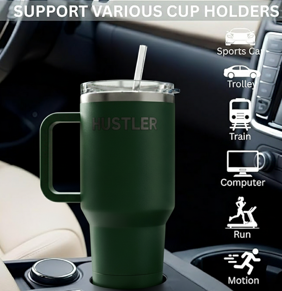 Hustler Warrior 40oz Tumbler with Lid & Straw | Stainless Steel Vacuum Insulated Cup for Water, Coffee & Iced Drinks | Gym, Office & Travel Bottle – Rose (1200ml/40oz)