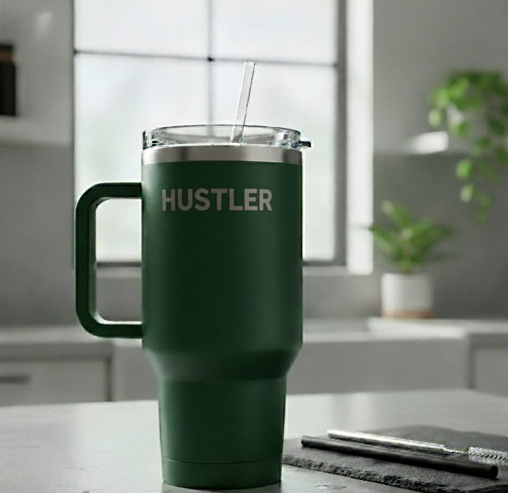 Hustler Warrior 40oz Tumbler with Lid & Straw | Stainless Steel Vacuum Insulated Cup for Water, Coffee & Iced Drinks | Gym, Office & Travel Bottle – Rose (1200ml/40oz)